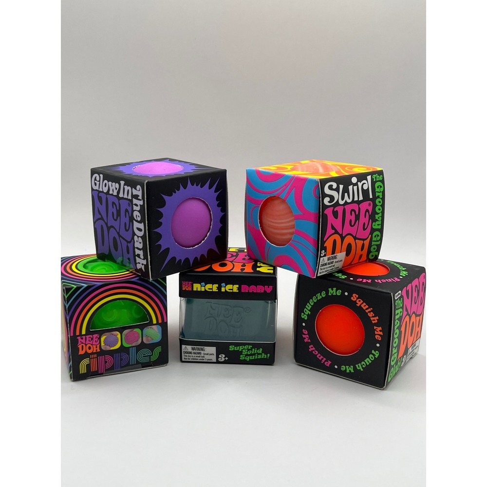 Schylling NeeDoh Teenie Set 5pc Glow Swirl Ripples Nice Ice Baby Groovy Glob
